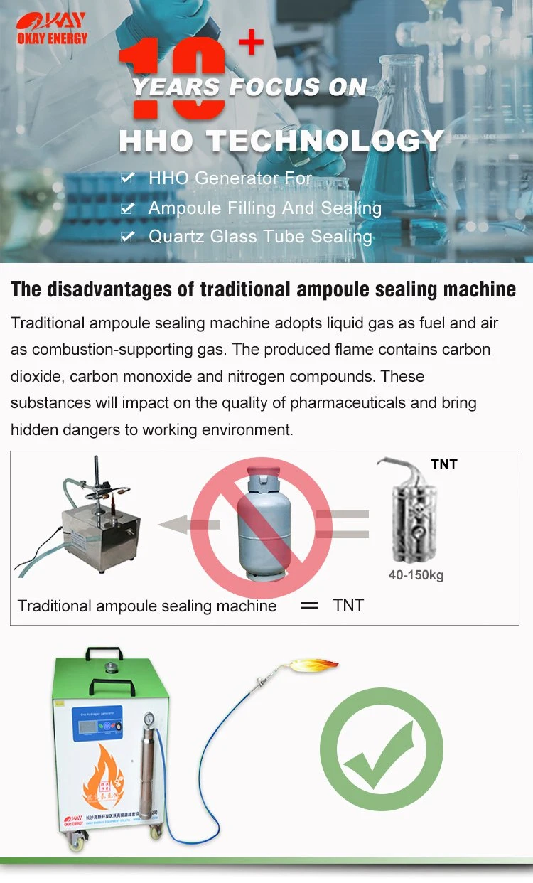 Pharmaceutical Cosmetic Laboratory Oxyhydrogen Flame Glass Ampoule Bottle Filling Sealing Machine