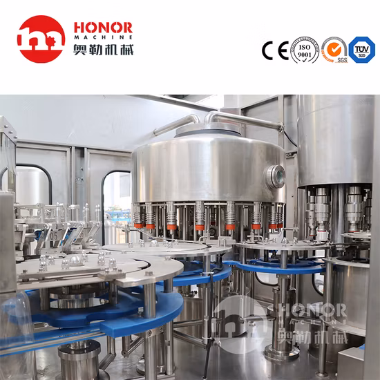 6000-12000bph Automatische Frühlingstrinkmaschine für reines Wasser, Saft, kohlensäurehaltige Getränke/Saftflüssigkeit/Glas/Dosenflaschenwaschen, Füllen, Verschließen/Abfüllen, Herstellung von Verpackungsmaschinen